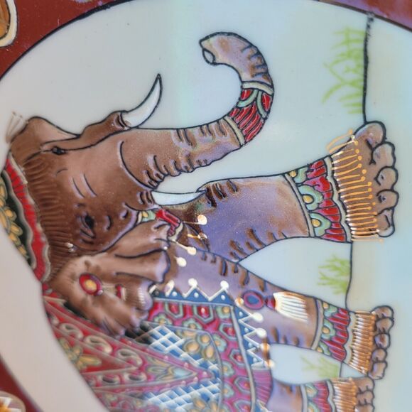 Signature Home Collection Elephant Decorative Plate  Gold Painted Accents - Picture 3 of 5